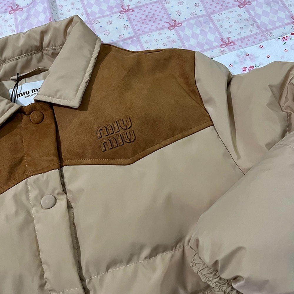 Miu Miu Patchwork Lapel Down Jacket - image 3